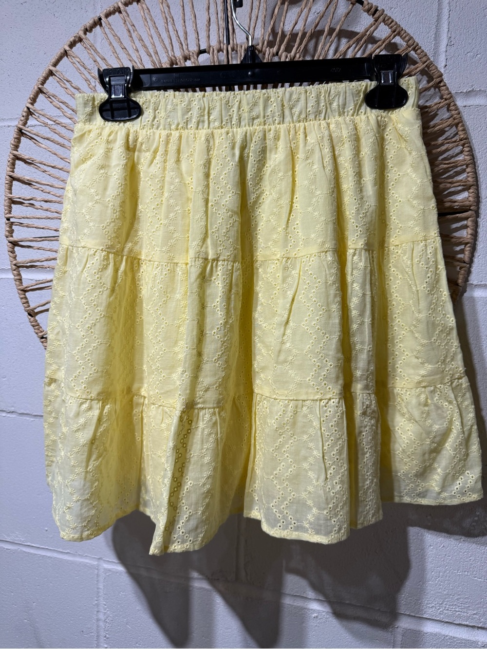 wild fable Yellow Eyelet Tiered Mini Skirt